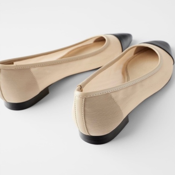 Zara Cap Toe Mesh Ballet Pointed Flats - Picture 3 of 8